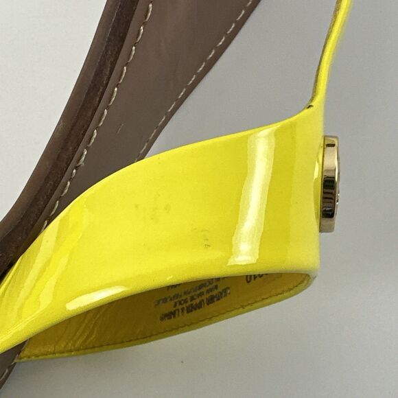 Tory Burch Cameron Thong Sandal Yellow Patent Leather Flat Slip On Womens 10 - Picture 10 of 13